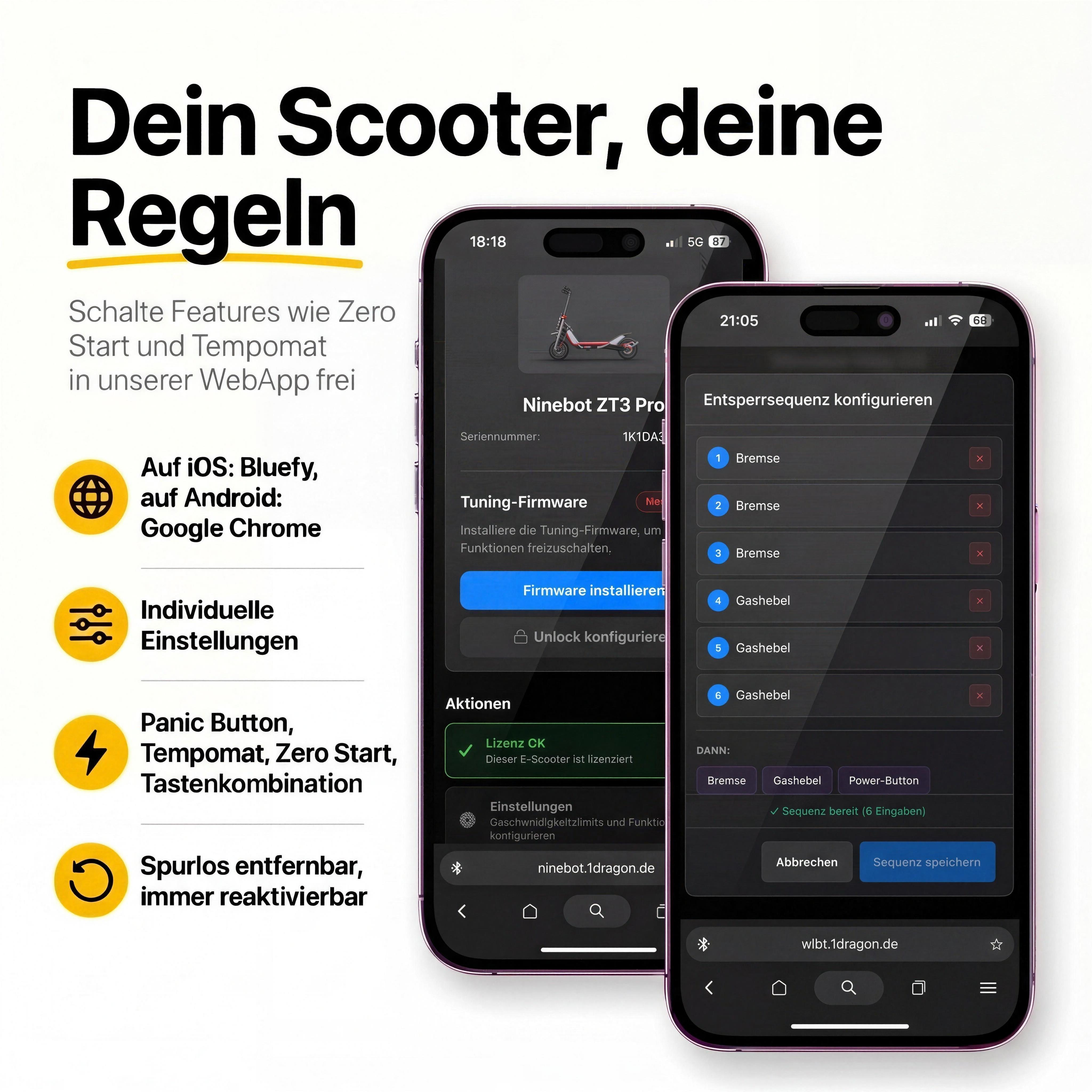 Dein Scooter, deine Regeln – RollWerk WebApp Tuning Features